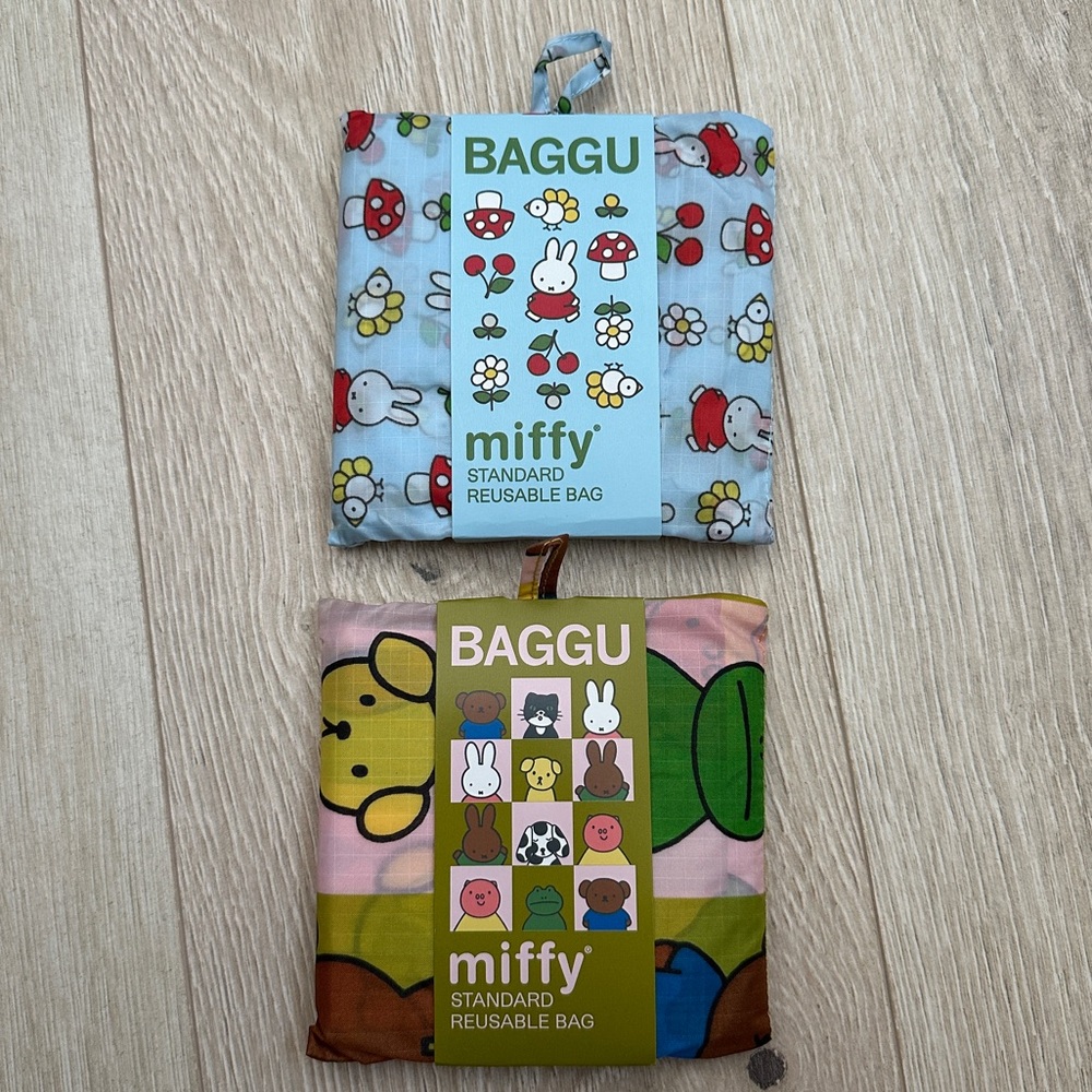 (2) BAGGU Miffy Recycled Nylon Standard Tote Bags - NWT Miffy x Baggu